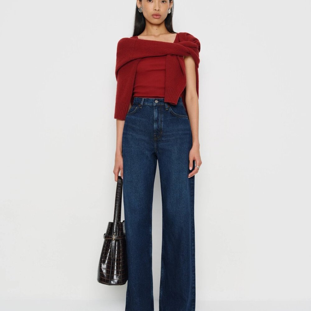 Reformation Cary High Rise Slouchy Wide Leg Jeans Blue - Size 32